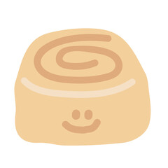 Illustration of happy cinnamon roll for sweet dessert, cafe, restaurant, breakfast, lunch, brunch, grocery shopping, American fast food, back to school, baking book, recipe, pastry, bakery, png, vegan