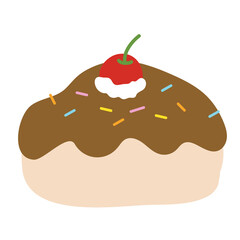 Illustration of chocolate cake with sprinkle and cherry for sweet dessert, cafe, restaurant, breakfast, lunch, brunch, grocery shopping, American fast food, baking book, recipe, pastry, bakery, png