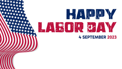 happy labor day design, with american flag theme and unique font, editable vector