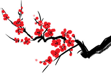 plum bossom tree branch of chinese ink painting style