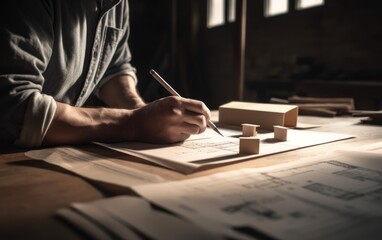 Inspector checking structure of new property and taking note in the clipboard for review