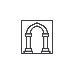 Mosque window line icon