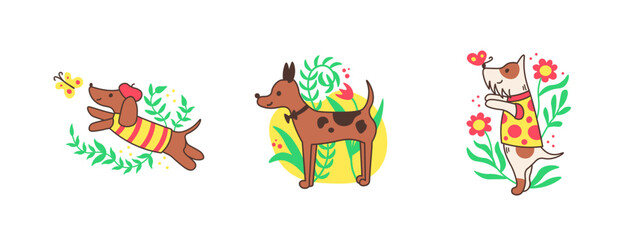 Summer Dogs doodle set