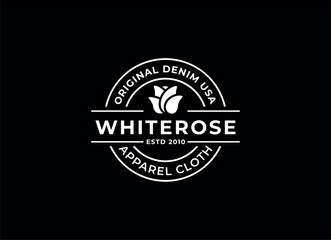 Modern apparel cloth logo design. Black rose logo design template.
