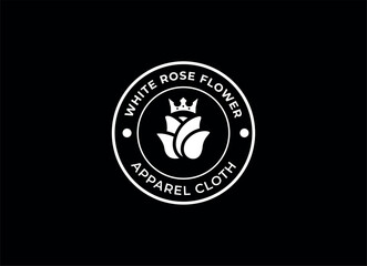 Modern apparel cloth logo design. Black rose logo design template.
