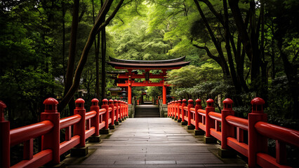 A landscape shot of Torri Gates in japan