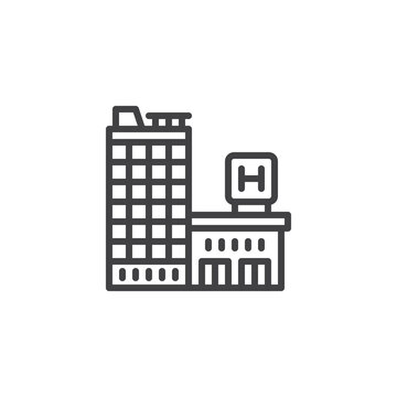 black outline hospital building icon clip art preview