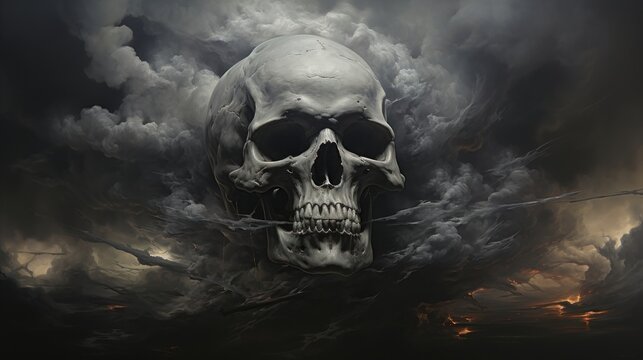 skull in smoke