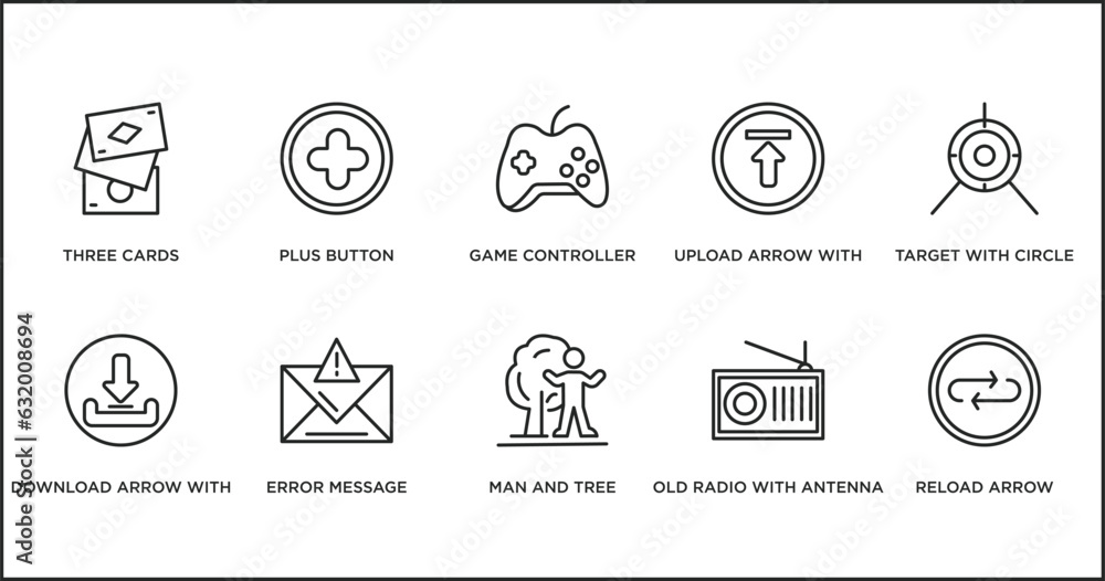 Poster ultimate glyphicons outline icons set. thin line icons such as game controller cross, upload arrow w