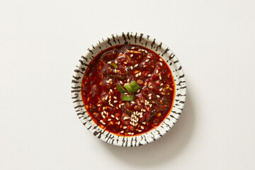 Seasoned soy sauce on a plate