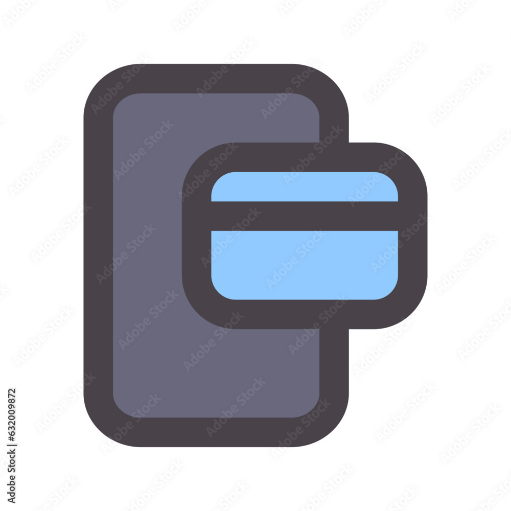 Sticker mobile payment flat line icon