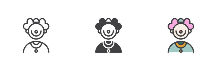 Funny clown different style icon set
