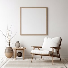beautiful interior design furniture with mockup poster artwork with border frame interior house template for your design clean minimalist style decoration home interior background ideas,ai generate