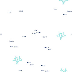 Summer sea seamless pattern. Hand drawn tropical ocean print. Beach vacation background textile design