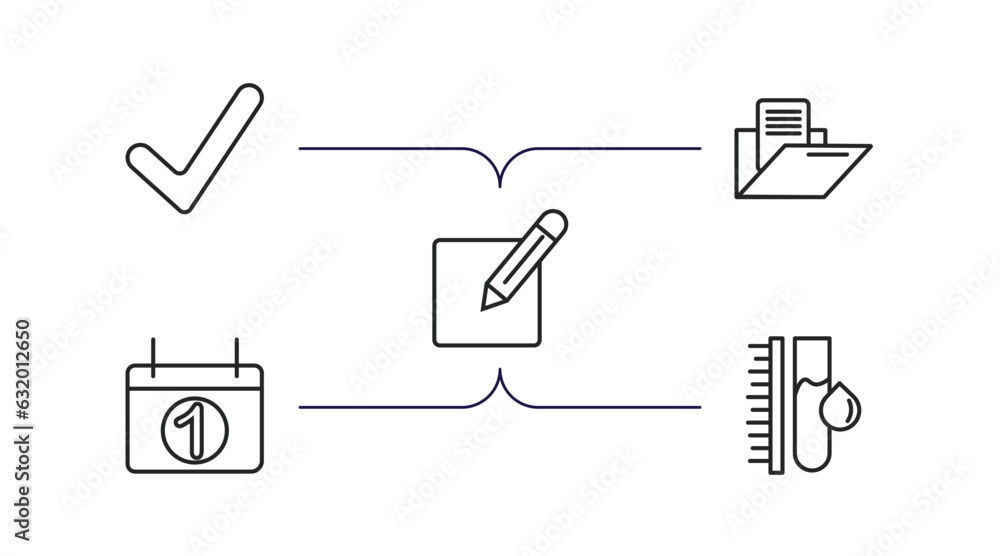 Poster user interface outline icons set. thin line icons such as to do, data folder, compose, first date, i
