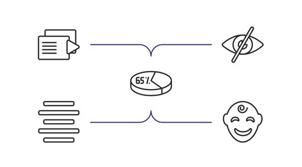 user interface outline icons set. thin line icons such as play files, hidden, percentage chart, justify, smiles vector.