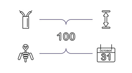 user interface outline icons set. thin line icons such as wiring, height, one hundred, anatomy class skeleton, octuber 31 vector.