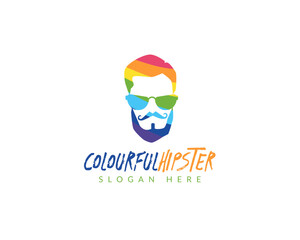Colorful Hipster face logo