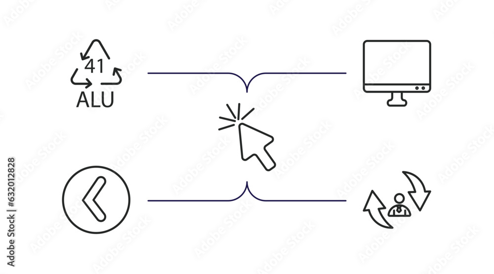 Poster user interface outline icons set. thin line icons such as 41 alu, display, mouse arrow, round left b