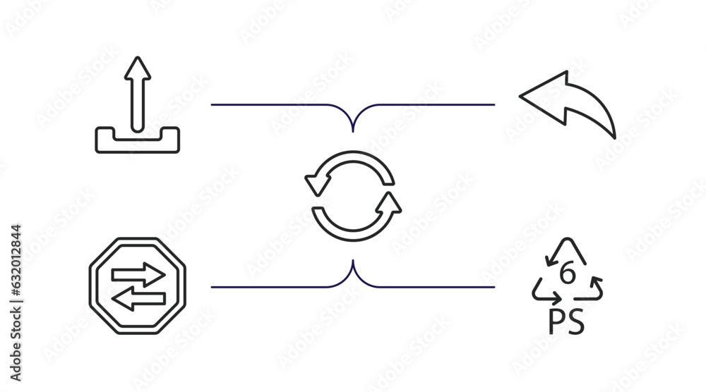 Poster user interface outline icons set. thin line icons such as upload button, arrow address back, refresh