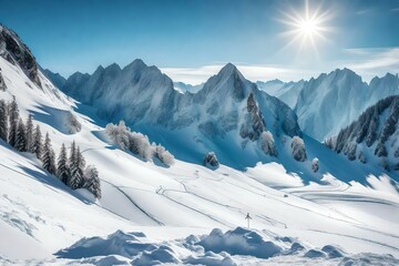 winter mountain landscape covered mountains with snow   
Created using generative AI tools