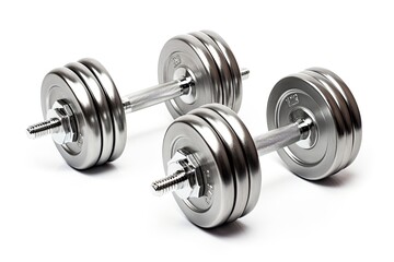 Fototapeta premium Dumbbells set isolated on a white background