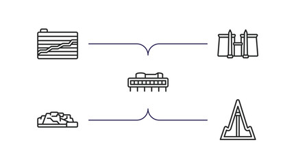 monuments outline icons set. thin line icons such as , luxor temple, potala palace, pyongyang