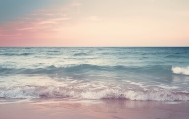 Fototapeta na wymiar sea landscape unfocused horizon, pastel pink tint