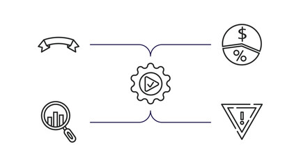 marketing outline icons set. thin line icons such as banner, margin, execution, analyze, yield vector.