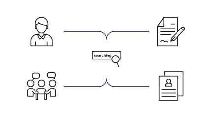 human resources outline icons set. thin line icons such as man, contract, searching, teamwork, cv vector.