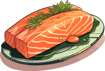 This image features a single slice of salmon sashimi, isolated on a clean background. The fresh, vibrant color highlights its quality and richness, perfect for culinary presentations.