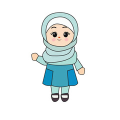 illustration of a cute girl wearing a hijab