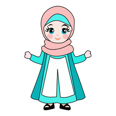 illustration of a cute girl wearing a hijab