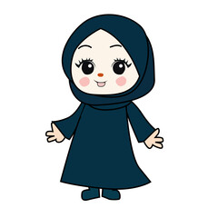 illustration of a cute girl wearing a hijab