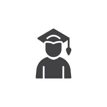 Student in graduation cap vector icon