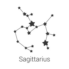 Sagittarius sign constellation isolated vector icon on white background - 632019251