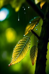 leaves in the rain