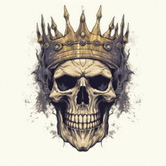 Illustration: Skull Wearing a Crown - Symbolizing Power and Mortality (Generative AI)

