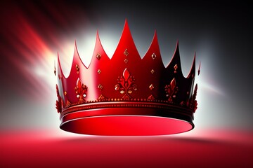 gold crown with red ribbon