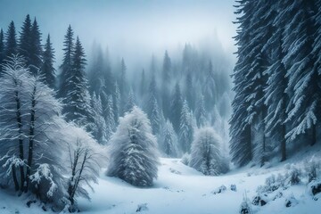 winter forest in the morning  
Created using generative AI tools