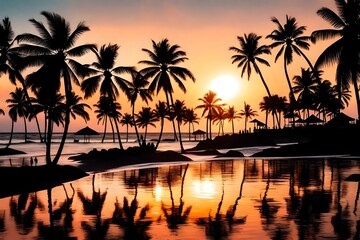 Obraz na płótnie Canvas sunset on the beach Created using generative AI tools