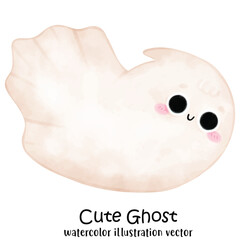 Cute Ghost, Halloween Ghost, Witch, Watercolor style
