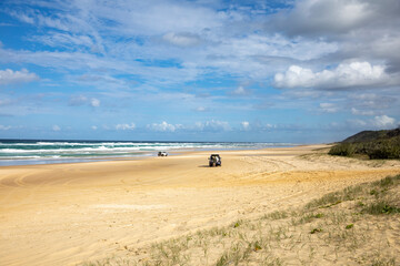 4x4 Vehicle 75 Mile beach Fraser K'gari Island in Queensland,Australia 