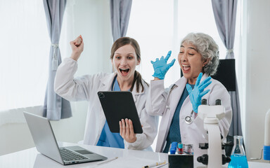 Medical science laboratory Two female scientists in the laboratory