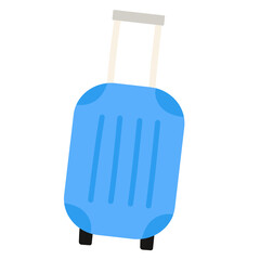 Illustration of blue luggage for vacation, trip, travel, journey, holiday, spring and summer break, winter break, flying kits, suitcase, fashion, accessory, bag logo, online shopping, department store