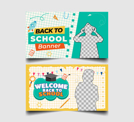 Back to school social media banner design or youtube thumbnail template 