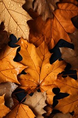 Fall Season Concept, Photo-Realistic Fallen Leaves Created with Generative AI