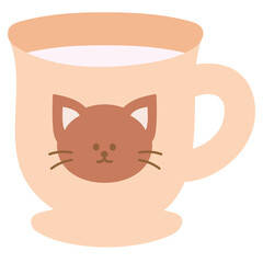 A glass of milk with cat logo for cafe and restaurant branding, drink menu decoration, animal or pet icon, cute sticker, social media post, fabric print, fashion and accessory, kid banner, frame, etc.