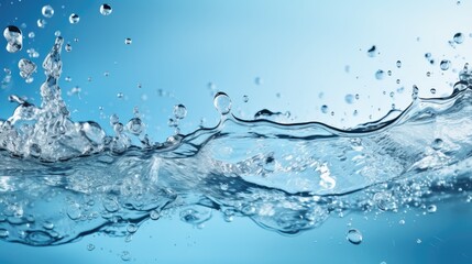 Naklejka na ściany i meble Water splashing with bubbles. Generative AI