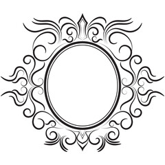 vintage frame circle mirror roll border